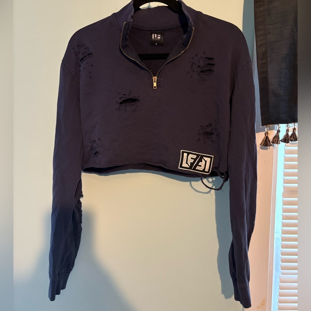 LF The Brand | Dark Blue Quarter-Zip Edgy Sweatshirt